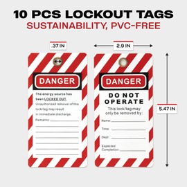 Boviisky Lockout Tagout Locks Set - 10 Lockout Locks Keyed Different, 2 Keys Per Lock, with 10 Tags, for Stations and Devices, R1001T