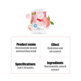 VENZEN Moisturizing Smooth Niacinamide Peach Extract Face Mask Hydration Facial Skin Care Oil Control 2ml x 30pcs