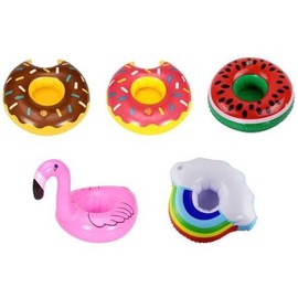Floating Cup Holder Tube Coaster for Drinks - Flamingo, Watermelon, Donut, Rainbow Cloud Designs Cup Holder Tube (Flamingo) 8ea