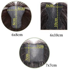 Hook and Loop Strap Human Hair Bangs No Clips Magic Paste Toppers For Women Female Upgrade Sewing Stickers Increase Volume of Fluffy Hair Patches (Dark Brown Air Bangs 6x8cm)