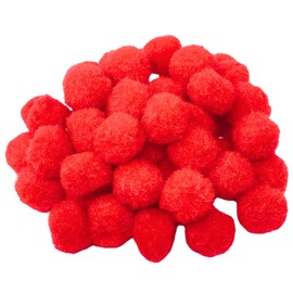 Kids B Crafty 50 Red Pompoms Craft Supplies 17mm Each Pom Pom, Red Pom Poms Craft - Festive