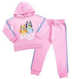 Bluey Girls Tracksuit Hoodie Jogger Bottoms Hoody Top Loungwear (Bluey Tracksuit Pink, 18-24 Months)