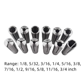 LiGuVCY Morse Taper Collet Kit MT3 Taper Collet 1/8-3/4 Inch Tail Wire 3/8 Inch-16 for Turning 12 Pieces