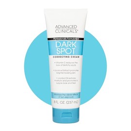 Advanced Clinicals Dark Spot Therapeutic Cream with Vitamin C. Hydroquinone Free. For Age Spots, Blotchy Skin. Face, Hands, Body. Large 8oz Tube.     