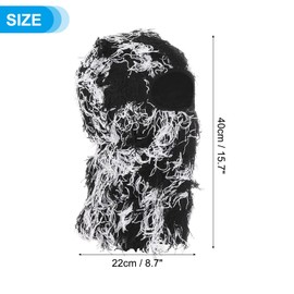 PATIKIL Distressed Balaclava Ski Mask Balaclava Knit Face Mask Windproof Full Face Cover for Women Men Outdoor Sports Black/White