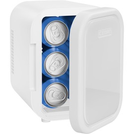 Iceman Portable Mini Fridge – Fits 6 x 12 oz Cans, Cooler and Heater Mini Fridge for Bedroom, Car, Office, Dorm and Skincare, AC/DC Car Plug-Compatible - White