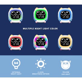 iTOMA Addo Kids Alarm Clock,Sunrise/Sunset Simulation Bedside Lamp, Grow Children's Clock Trainer and Bluetooth Music Player,White Noise Sleep Sounds Wake Up Clock Owl CKS912