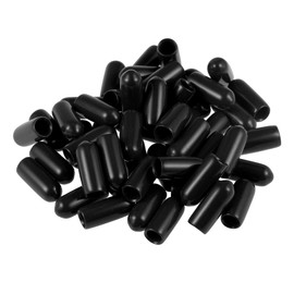 sourcing map 50pcs Rubber End Caps 4.5mm ID Vinyl Round Tube Bolt Cap Cover Screw Thread Protection Black