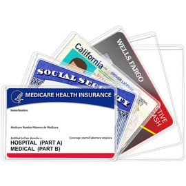 6 Pack New Medicare Card Holder Protector Sleeves，12Mil Clear PVC Waterproof Medical/Credit Card, Business/Social Security Card Protector
