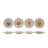 Creative Co-Op 4-Piece Stoneware Plate Set with Flower Image, Multicolor