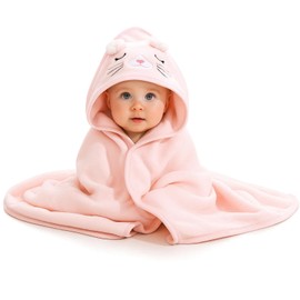 WPNCYK 1Pcs Baby Towel, Baby Bath Towel, Soft Coral Fleece Baby Towels Newborn Girl, Pink Baby Beach Towel for 0-6 Months, 80x80cm Toddler Bath Towel for Newborn Boy and Girl