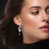 Silver Sparkly Star Drop Earrings, 925 Sterling Silver, Long Tassel