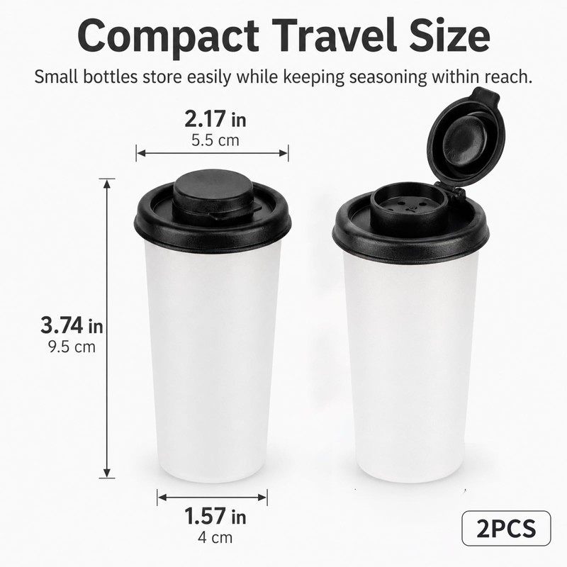 2 Pack 4.75oz Salt and Pepper Shakers with Moisture Proof