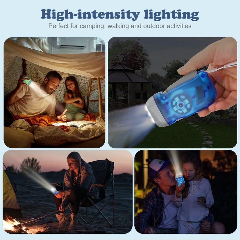 Angoily 3Pcs Hand Crank Flashlight,Wind Up Torch LED Flashlight,Hand Crank