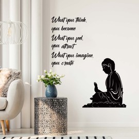 decalmile Buddha Zen Wall Decals Quotes What You Think You Become Inspirational Wall Stickers Living Room Bedroom Office Wall Decor