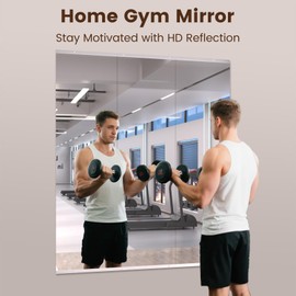 LOAAO Home Gym Mirror, 56"x16"-3 PCS Gym Mirrors for Wall, Frameless, Tempered Glass, Large Workout Mirrors for Home Gym, Dance Studio, Yoga Room, Garage Gym