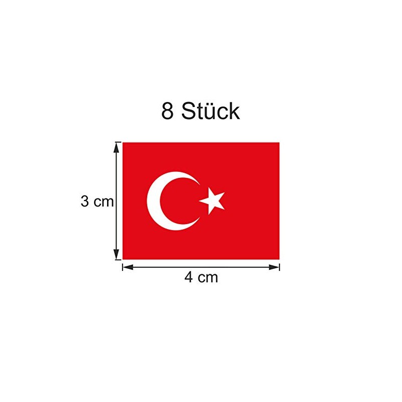 Generisch Set of 8 Turkey Flag Stickers | Sticker Türkiye