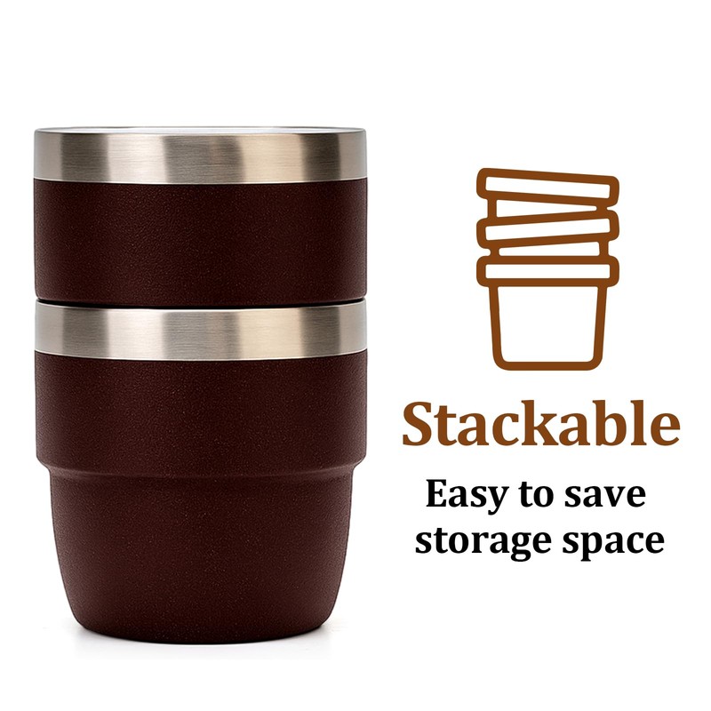Zenbo 4 oz Espresso/Coffee Cups, Ceramic-Lined Double Wall Vacuum Insulated