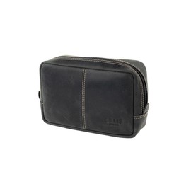 Gillis London Leather Toiletry Bag, High-Quality Toiletry Bag Made of Genuine Leather, Elegant Necessaire for Men and Women, Vintage black, Toiletry bag