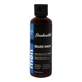 Shampoo para Barba Linahealth Beard Wash 90 ml, Limpiador Hidratante y Suavizante con Efecto Exfoliante para Barba y Piel, sin Parabenos ni Sulfatos, 