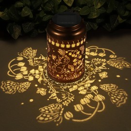 Solar Lantern Outdoor Hanging Lights Birthday Gifts for Women Mom and Grandma Cat and Butterfly Metal Garden Decor Outdoor Waterproof LED Solar Lanterns for Patio, Yard, Pathway,Landscape