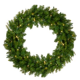 Northlight - Lighted Northern Pine Artificial Christmas Wreath - 36 inch, Warm Clear LED Lights