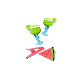 2 Set (4 Ct) Lemon Green Cup/Watermelon Beach Towel Clips Jumbo Size for Beach Chair, Cruise Beach Patio, Pool Accessories for Chairs, Household Clip, Baby Stroller