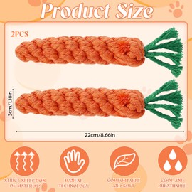 exatta Pack of 2 Chew Toys Carrot for Puppies, Carrot Dog Cuddly Toy, Indestructible Puppy Toy, Braided Knot Chew Toy for Dental Care, Fitness, Stress Relief, Carrot Dog Toy