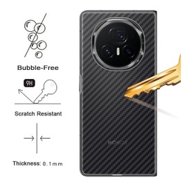 GIOPUEY Back Film Compatible with Honor Magic V3, [Pack of 4] 0.1 mm Ultra Thin Carbon Pattern Back Film, Scratch-Resistant, Anti-Fingerprint, Non-Slip