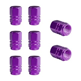 Wevdn 8 PCS Car Tire Valve Caps, Anti-Corrosion Aluminum Alloy Valve Stem Dust Caps with Rubber Seal, Leak-Proof Tire Valve Cover for SUV Truck Motorcycle Bike, Car Accessories (Purple)