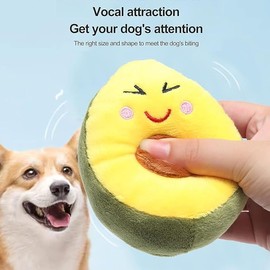 Jinshining Yellow Dog Chew Toy, Avocado Squeaky Dog Toys,Tough and Chew Resistant, Creative Pet Toy,Soft Plush Avocado Shape Tooth Cleaning for Puppy, Small, Middle, Big Dogs Toys,Squeak Toys