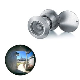 TOGU TG3828YG-SPC Solid Brass UL Listed 220-degree Door Viewer with Heavy Duty Privacy Cover for 1-3/5" to 2-1/6" Doors, Brushed Chrome Finish