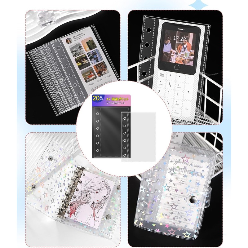 Cymidreke Sealing Notebook, Plastan, Transparent, Size, Mini Binder, 20 Refills,