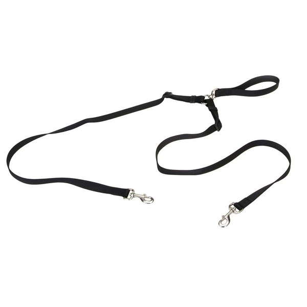 Coastal - 2 Dog Walker Tangle-Free Adjustable Leash, Black, 1" x 04'