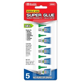 Unbranded Bazic Super Glue Gel 0.5G, Clear No Run Gel, Fast Dry Mini Small Tube Adhesive B