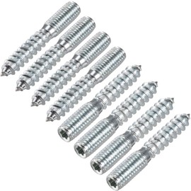 sourcing map Pack of 8 M8 Hanger Screws Length 2 Inch (50 mm) Double Head Screws Self-Tapping Replacement 8 mm Wooden Joint Furniture Legs