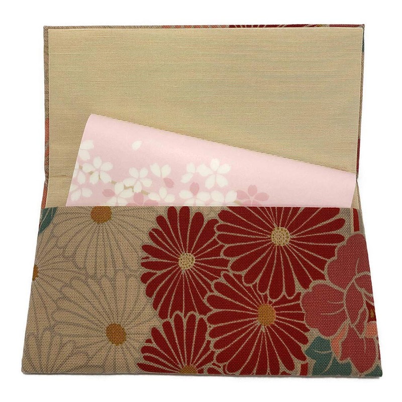 Noren Retro Flower Paper Holder (Red) Japanese Cloth Scissors Woven