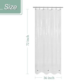 Mrs Awesome Stall Shower Curtain Liner 36x72, PEVA Plastic Shower Liner for Bathroom Lightweight & Waterproof, 36 x 72, Clear