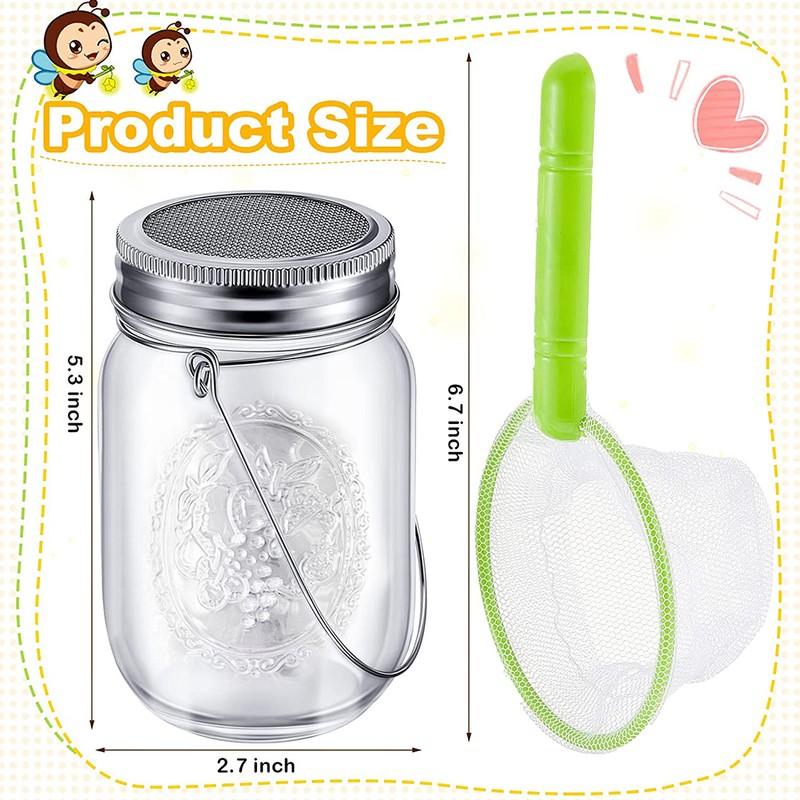 Insect Catcher Kit Bug Collecting Jar with Handle Net Indoor