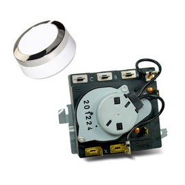 US-Based Supplier - WE04X24550 (WE04X24549) Dryer Timer Part & WE01X24552 Control Knob Kit - Compatible With GE Dryer GTD42EASJ0WW GTD42EASJ1WW GTD42EASJ2WW GTD42GASJ0WW GTD42GASJ1WW GTD42GASJ2WW