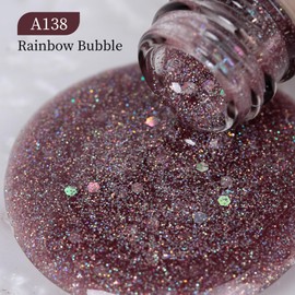 MAYCHAO 15ML Rainbow Bubble Glitter Gel Nail Polish 1Pc Rainbow Glitter Gel Polish Soak off Gel Polish Nail Art Manicure Salon DIY at Home, 0.5 OZ