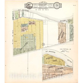 Historic 1929 Wall Map - Atlas and plat Book of Elkhart County, Indiana - Map of The City of Elkhart & Environs 4 16in x 18in