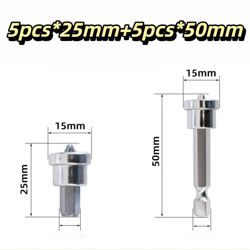 10pcs Magnetic Drywall Screwdriver Bits Set, PH2 Hexagonal Handle, 25mm