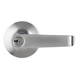 BRINKS Commercial - Light Duty Keyed Door Entry Storeroom Lever, Satin Chrome Finish - Meets ANSI Grade 2 Standards and is ADA Compliant