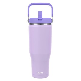 Zukro 50 OZ Tumbler With Flip Straw, Leak Proof Stainless Steel Tumbler with Top Handle Lid, No Sweat Insulated Water Bottle Fit in Cup holder for Home, Outdoors, Keep Drinks Cold 24 hours, Lavender