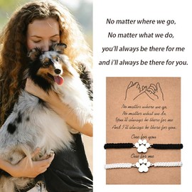 Pet Memorial Gifts for Dogs Paw Print Bracelets Set for 2 Cat Dog Owner Pet Lovers Remembrance Gifts for Loss of Dog Sympathy Friendship Bracelet Passing Away Bereavement Gift for Friends