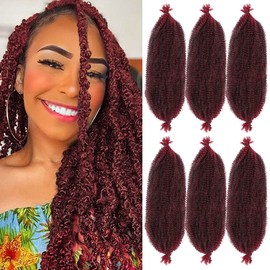 Marley Braiding Hair 24 Inch Long 6 Packs Springy Afro Twist Crochet Hair for Distressed Butterfly Locs Synthetic Pre-Separated Spring Twist Braids Hair Extensions for Black Women (Tbug)