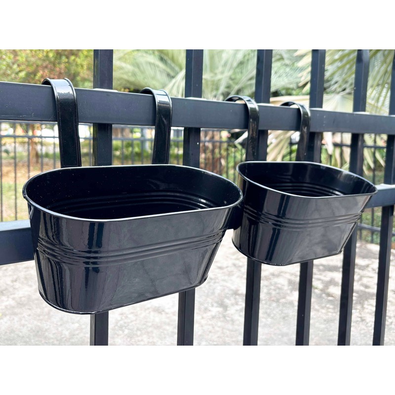 Joyfernal 12" Balcony Railing Planters, Outdoor Hanging Planter for Fence,