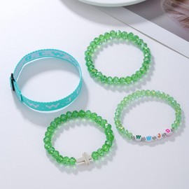 COLORFUL BLING WWJD Beads Braided Bracelet WWJD Matching Couples Protection Inspirational Religious Christian Gifts What Would Jesus Do Bracelets Friendship Bracelet Gift for Women Men-A Green