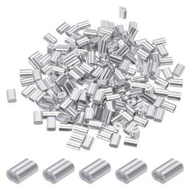 PATIKIL 1/16 inch/1.5 mm Aluminium Crimping Loop Sleeves, Pack of 200 Cable Crimp Ferrules Wire Rope Sleeves Loops for Rigging Railings, Silver Tone